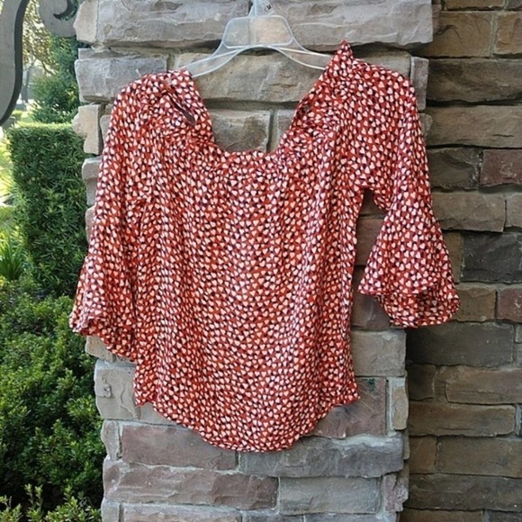 J Crew Silk Cold-Shoulder Top Heart Print Nwt - Picture 7 of 8
